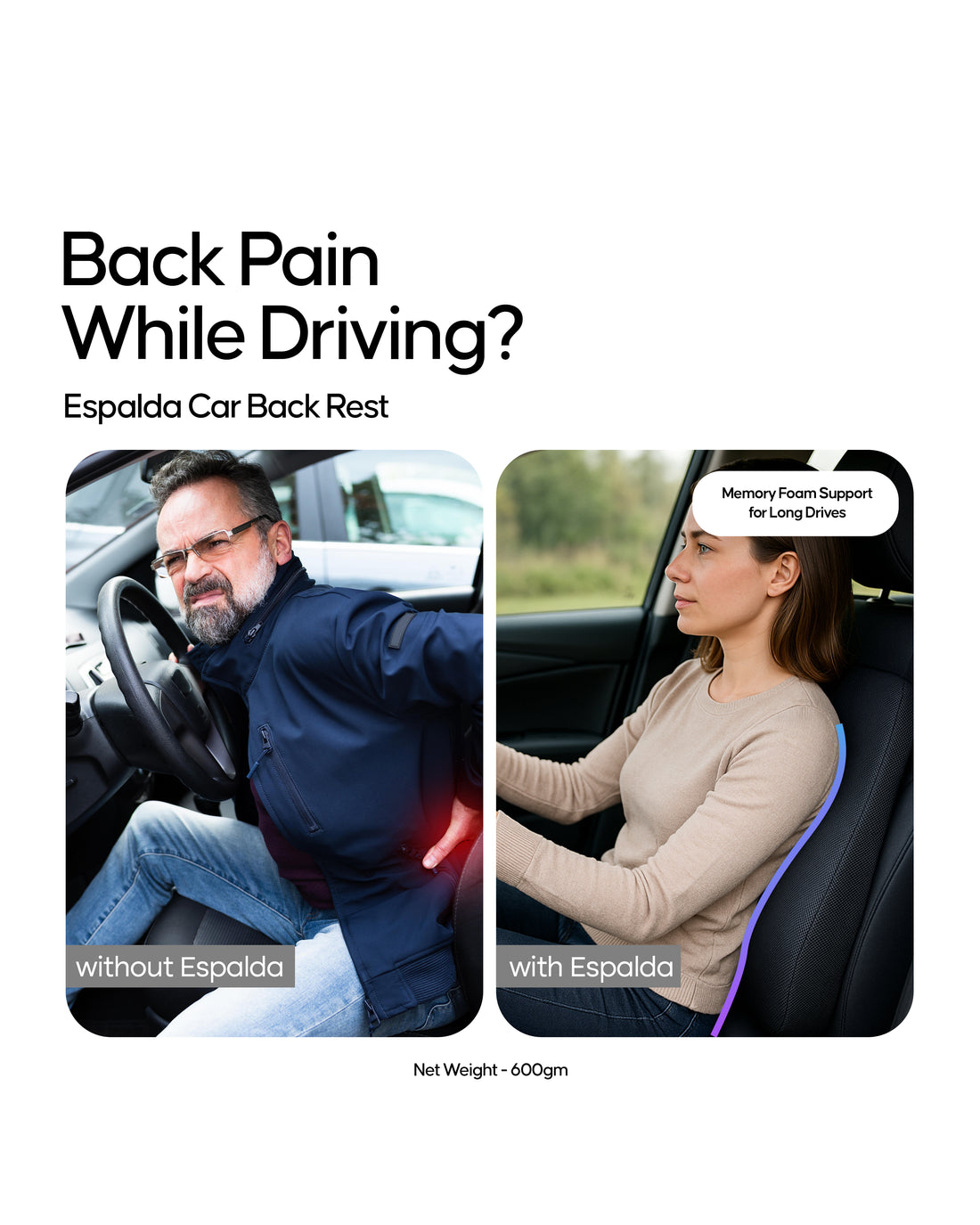 Espalda Car Back Rest | Orthopedic Lumbar Support Cushion