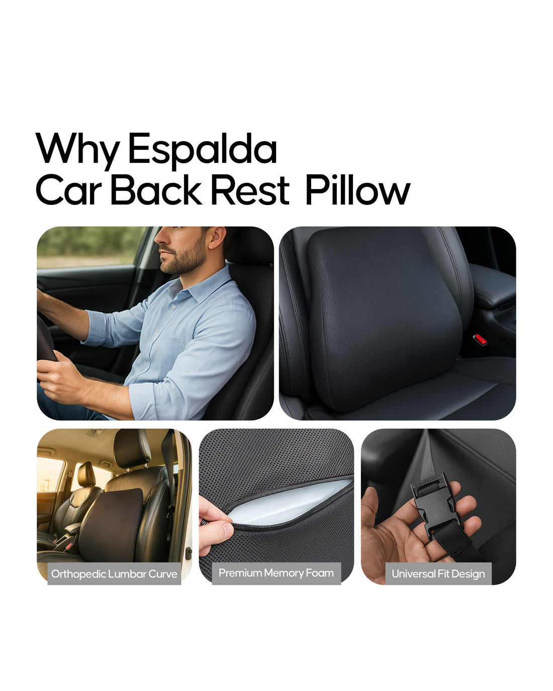 Espalda Car Back Rest | Orthopedic Lumbar Support Cushion