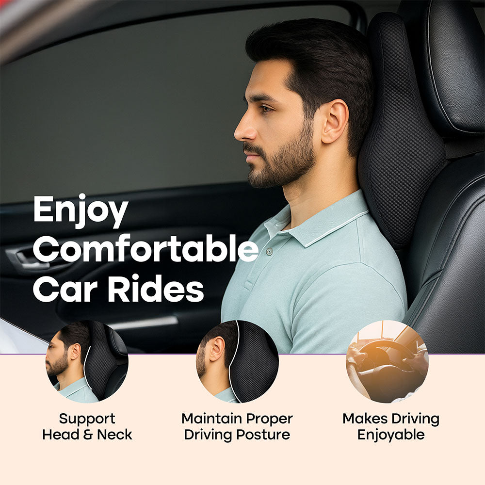 Espalda Car Neck Rest | Memory Foam Head & Neck Support