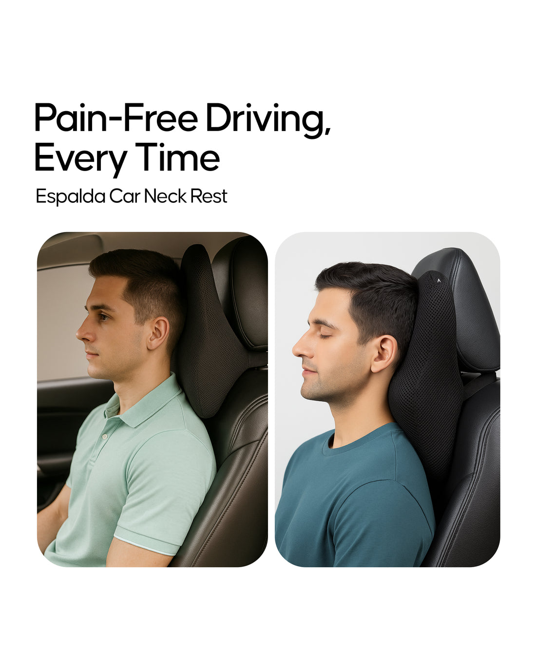 Espalda Car Neck Rest | Memory Foam Head & Neck Support