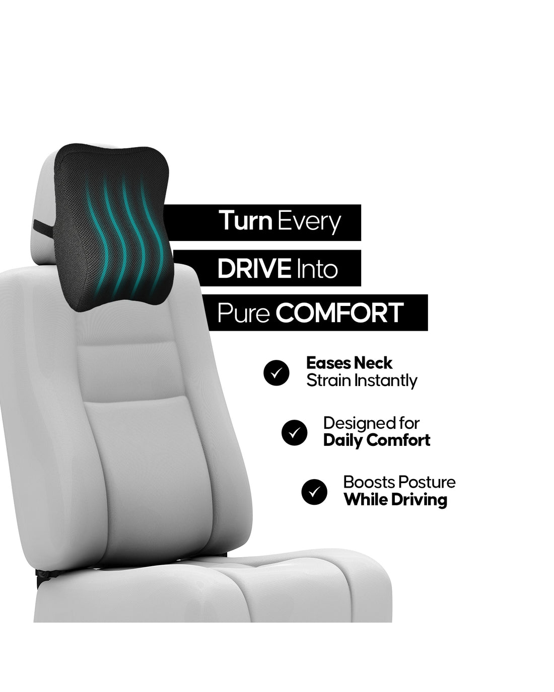 Espalda Car Neck Rest | Memory Foam Head & Neck Support
