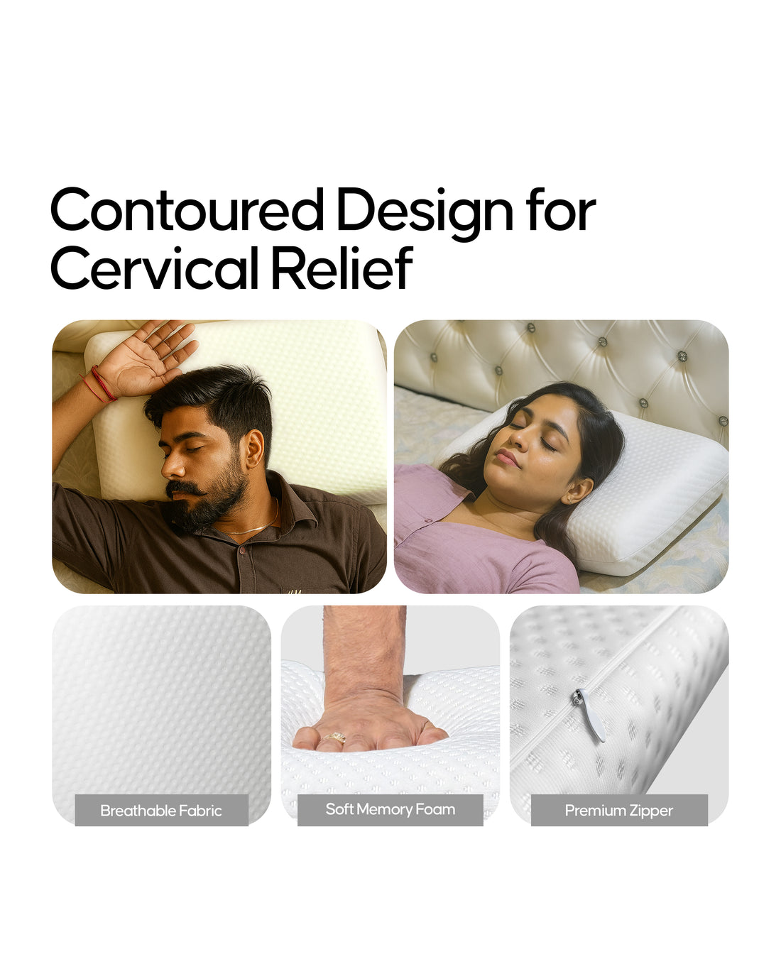 Espalda Memory Foam Pillow | All Sleep Position Comfort